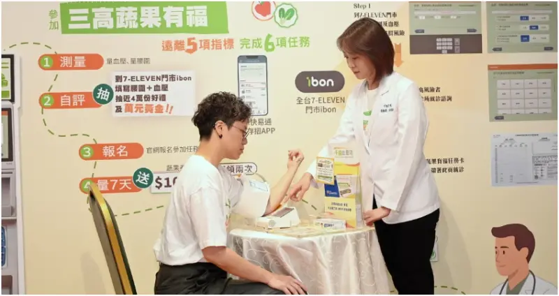 7-ELEVEN血壓站與300家診所合作，門市量高血壓就診後回門市可免費領蔬果。
