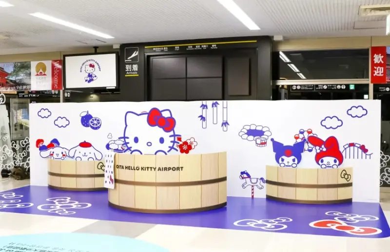 大分機場變身Hello Kitty機場，日本首座三麗鷗角色機場誕生，整座機場變樂園級打卡聖地。