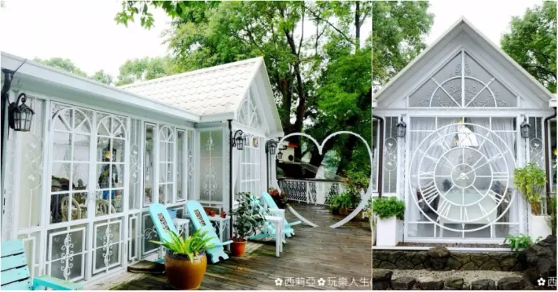 【台南。白河區】IG網美打卡新亮點！純白唯美的『景大渡假莊園景觀玻璃屋』，心型花園、雕花時鐘、浪漫下午茶甜點，簡直一整個秒殺粉紅少女心啊～