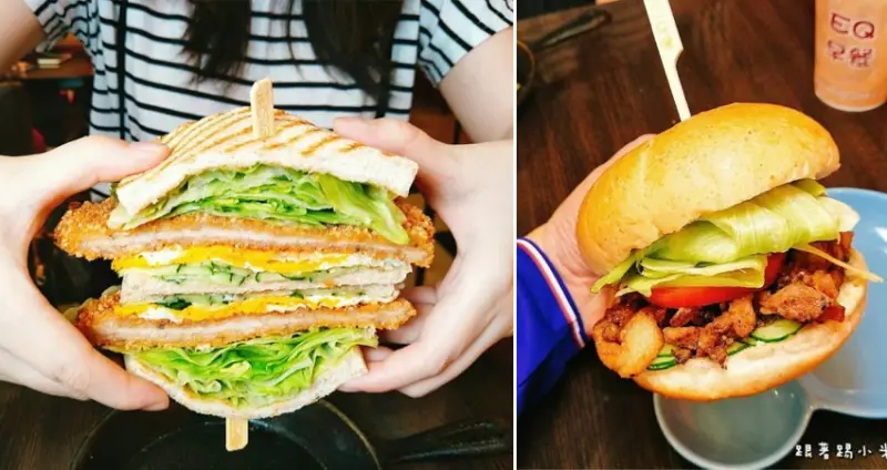 苗栗頭份美食|大份量早餐兼顧著健康與美味兩種元素相平衡。卡滋卡滋肉蛋三明治。鐵板鹹豬肉大口吃EQ堡。古巴三明治(EQ早餐/頭份國中/早午餐/地址電話營業時間/邀約)--踢小米食記
